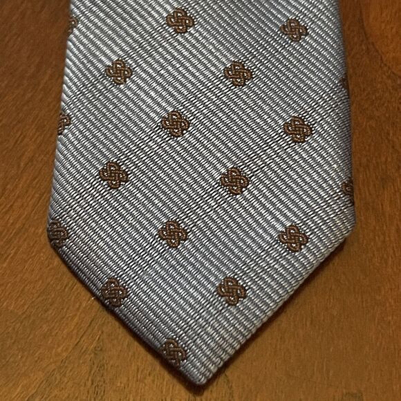 Lc La Corona Roma Blue Brown 100% Silk Men’s Neck Tie Made In Italy - Picture 6 of 9